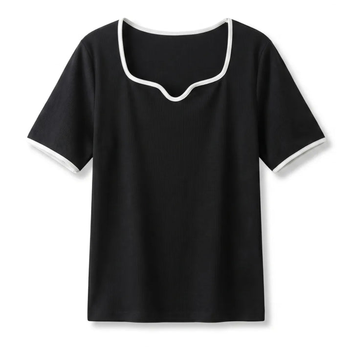 Zoe Square Neck T-Shirt - Color:Black;Size:S