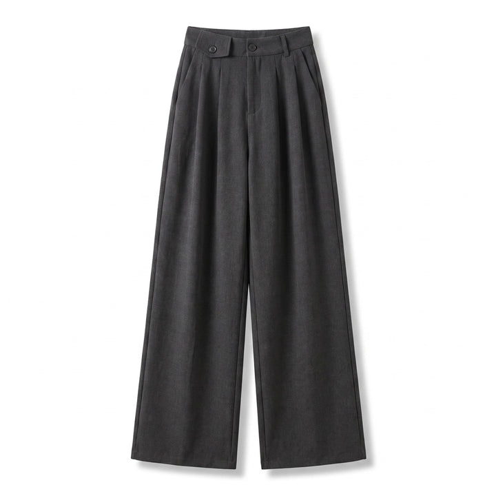Zoe Textured Wide-Leg Trousers - Color:Dark Gray;Size:XS