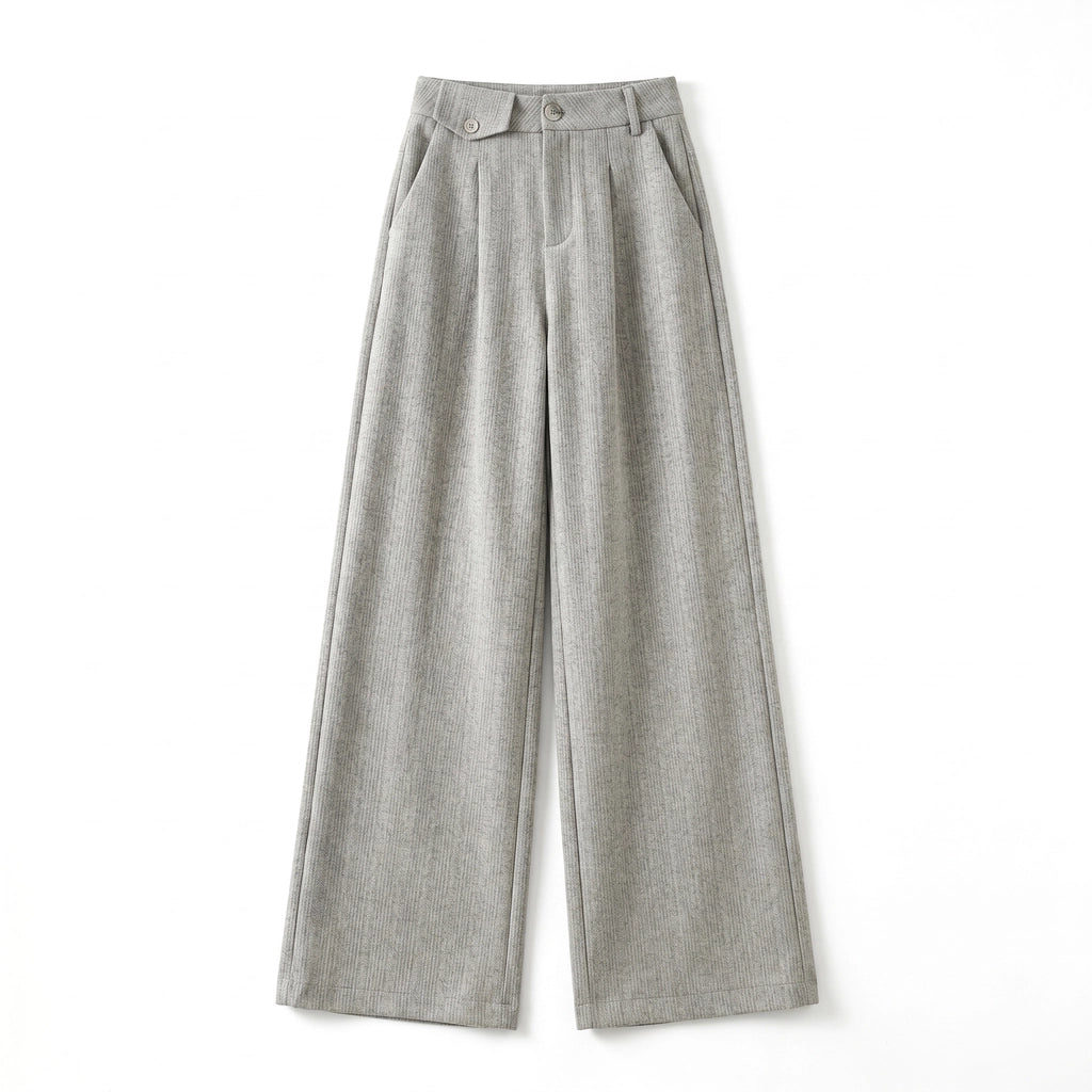 Zoe Textured Wide-Leg Trousers - Color:Off-white;Size:XS